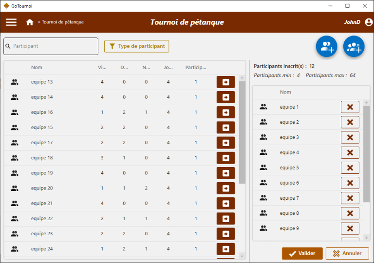 Gestion locale du tournoi sans internet